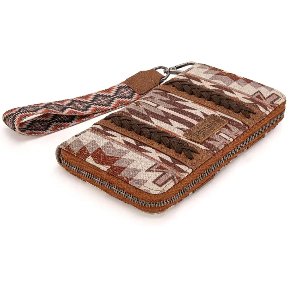 NEW Wrangler Aztec Boho Western‎ Wallet Wristlet Clutch RFID Credit Card Holder
